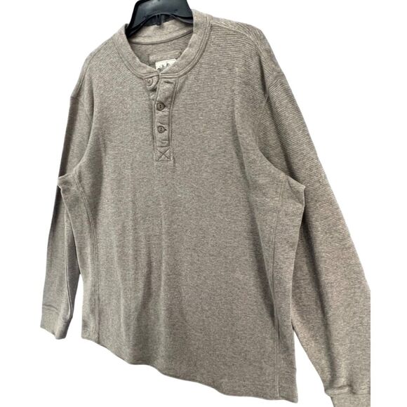 Eddie Bauer Thermal Waffle Knit Henley Shirt Men XLT Tan Pullover Layers Outdoor - Picture 2 of 13
